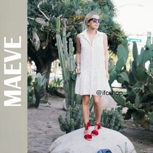 Anthropologie Maeve Dropwaist White Floral Shirtdress